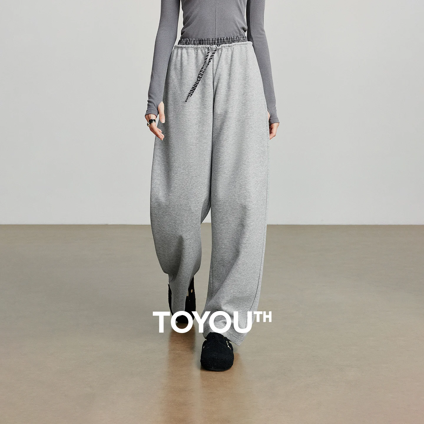 

TOYOUTH Women Casual Sweatpant 2025 Autumn New Splicing Grid Elastic Waist Cotton Casual Sport Banana Pants