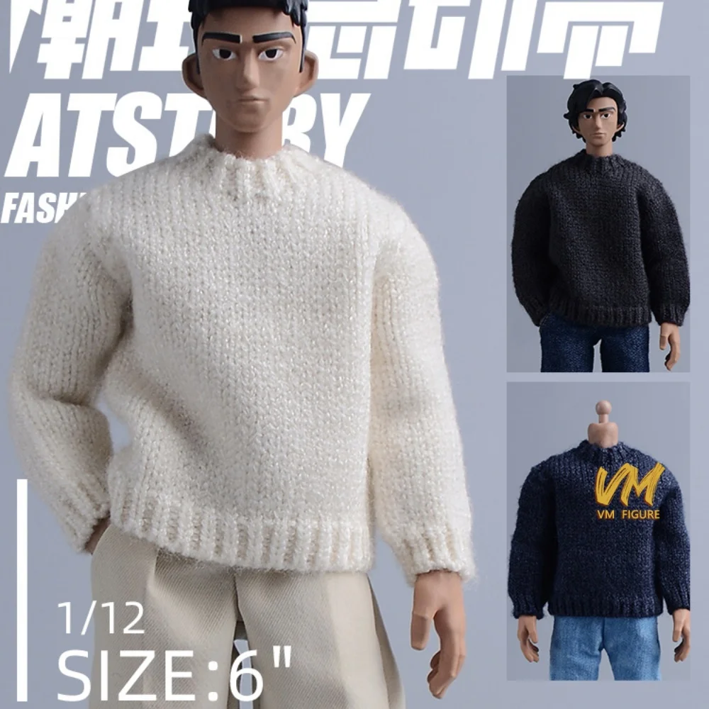 1/12 Scale Trendy Fashion Long-sleeved Knitted Shirt Sweater Leisure Pants Model Fit 6 inch Male Action Figure BJD Dolls