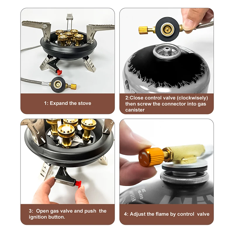 BRS-201A Portable Camping Gas Stove 16000W High Pressured Propane Butane Gas Burner Outdoor Emergency Stove with Piezo Ignition