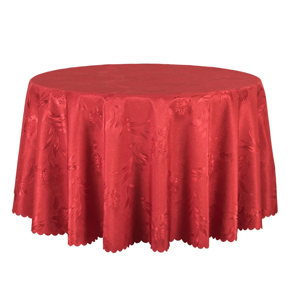 Red Gold White Jacquard Table Cover Round Decor Dining Table Cloth Rectangular Hotel Outdoor Wedding Table Linen Wholesale 260cm