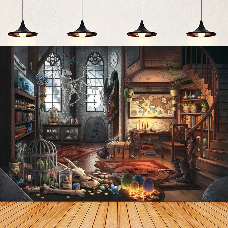 

Винтажный волшебный фон для фотосъемки комнаты, зачарованный книжный шкаф, старая книжная полка, окно, твердый переплет, книга, свеча, луна, ночь, фон