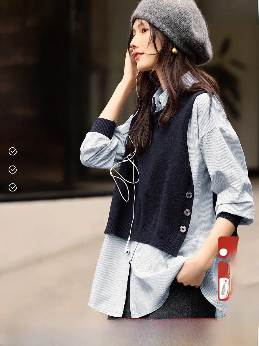 

Женский трикотажный топ XWI Lectual College Sle с длинными рукавами, весенний, повседневный, многослойный, уникальный дизайн