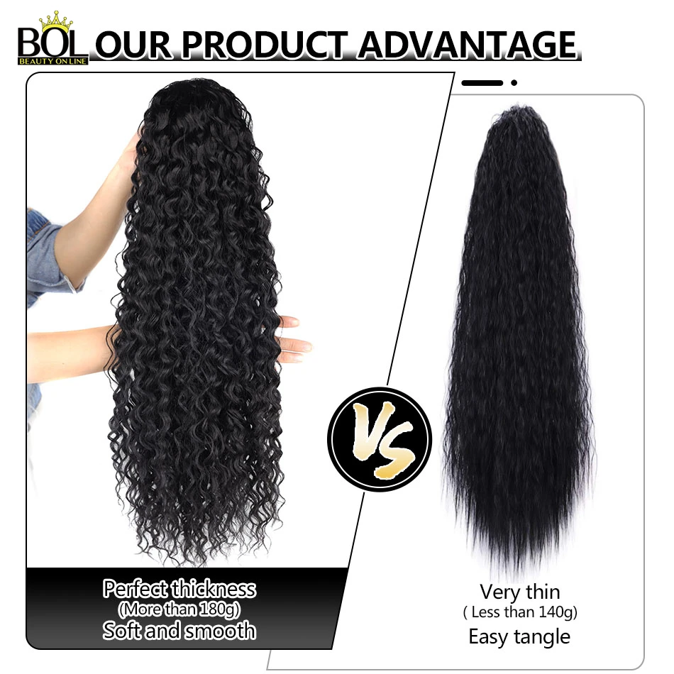 BOL Synthetic Kinky Curly Ponytail Drawstring Ponytail 24/30/32 inch Hair Extension Chip-In Organic Clip Wrap Ponytail Fake Hair