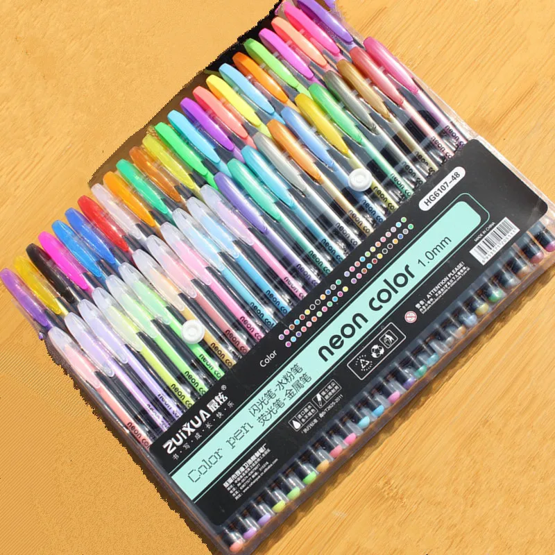 Stylo Gel surligneur 1 ensemble couleur métal néon, 1mm, marqueur Flash pour dessin artistique d'artiste et Anime, fournitures de papeterie pour école et bureau