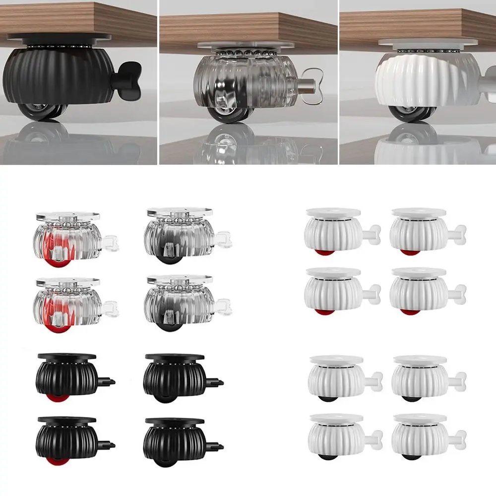 Rueda giratoria Universal de goma suave, rodillo resistente, rueda Universal con freno de seguridad 360, 4 Uds. °   Plataforma con ruedas para muebles