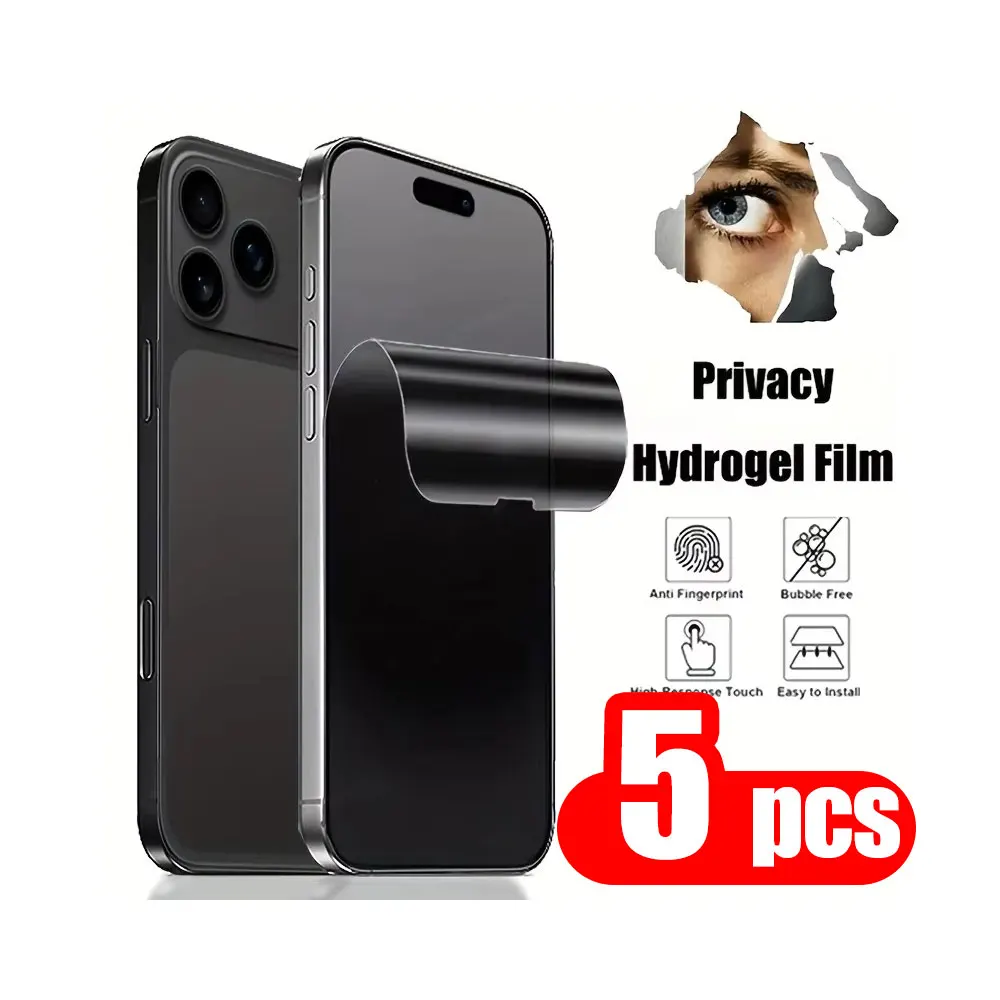 1-5 Stück Kratzfeste Hydrogel-Folie für iPhone 17 Pro Max 17 Pro 17 16 15 14 13 14 Plus 12 11 XS Max Air Displayschutz Anti-Spy