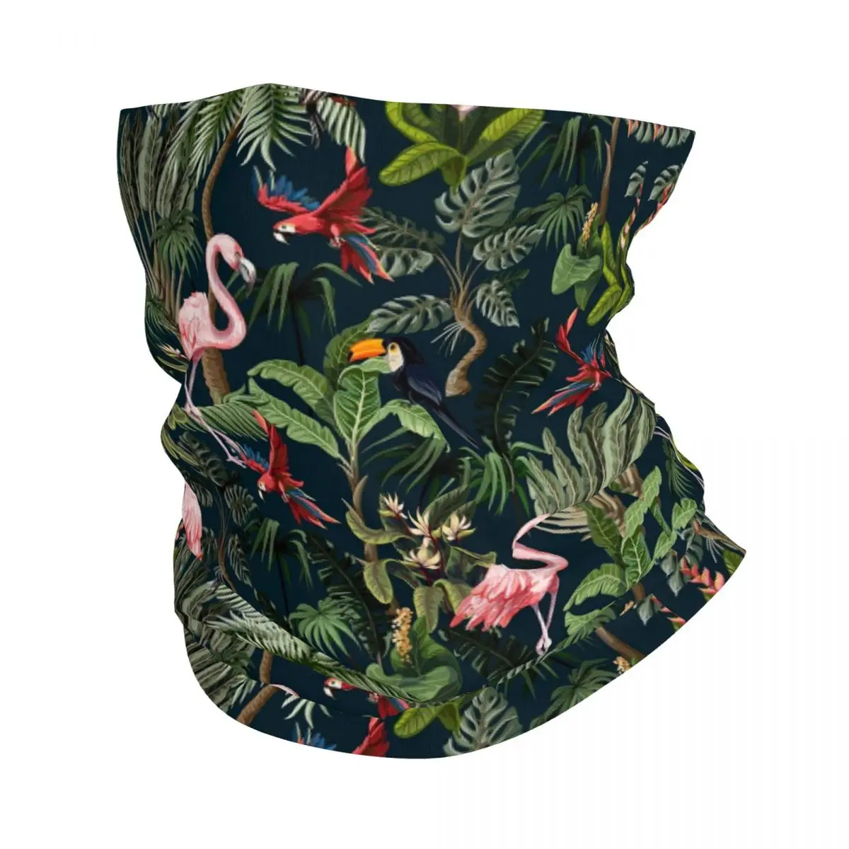 Jungle Pattern With Toucan, Flamingo And Parrot Bandana Neck Gaiter Printed Face Scarf Headwear Cycling Unisex Adult All Season