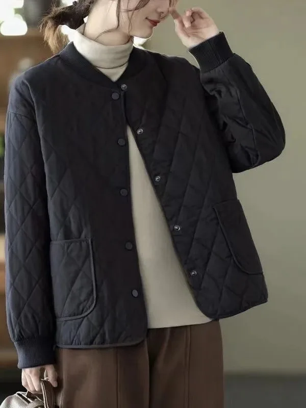 سترة نسائية من القطن الخالص من Jaet كاجوال ort Svel Retro Sle Thiened Long Sve بياقة واقفة سترة قطنية للخريف... #5