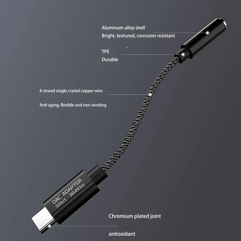 ALC5686 USB C타입 DAC 헤드폰 앰프, 안드로이드, 윈도우 10 용, 출력 SNR, 125DB, PCM, 32 비트, 384Khz, 16-32Ohm, 3.5mm