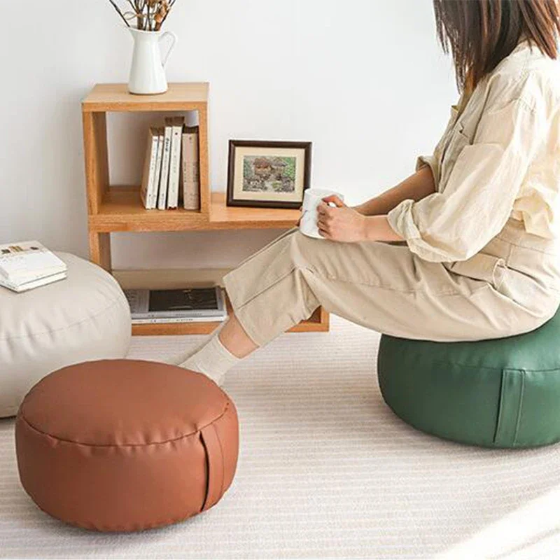 Faux Suede Ottoman Pouf Decorative Soft Foot Rest with Removable Cover Living Room Bedroom Dorm and Office Furniture