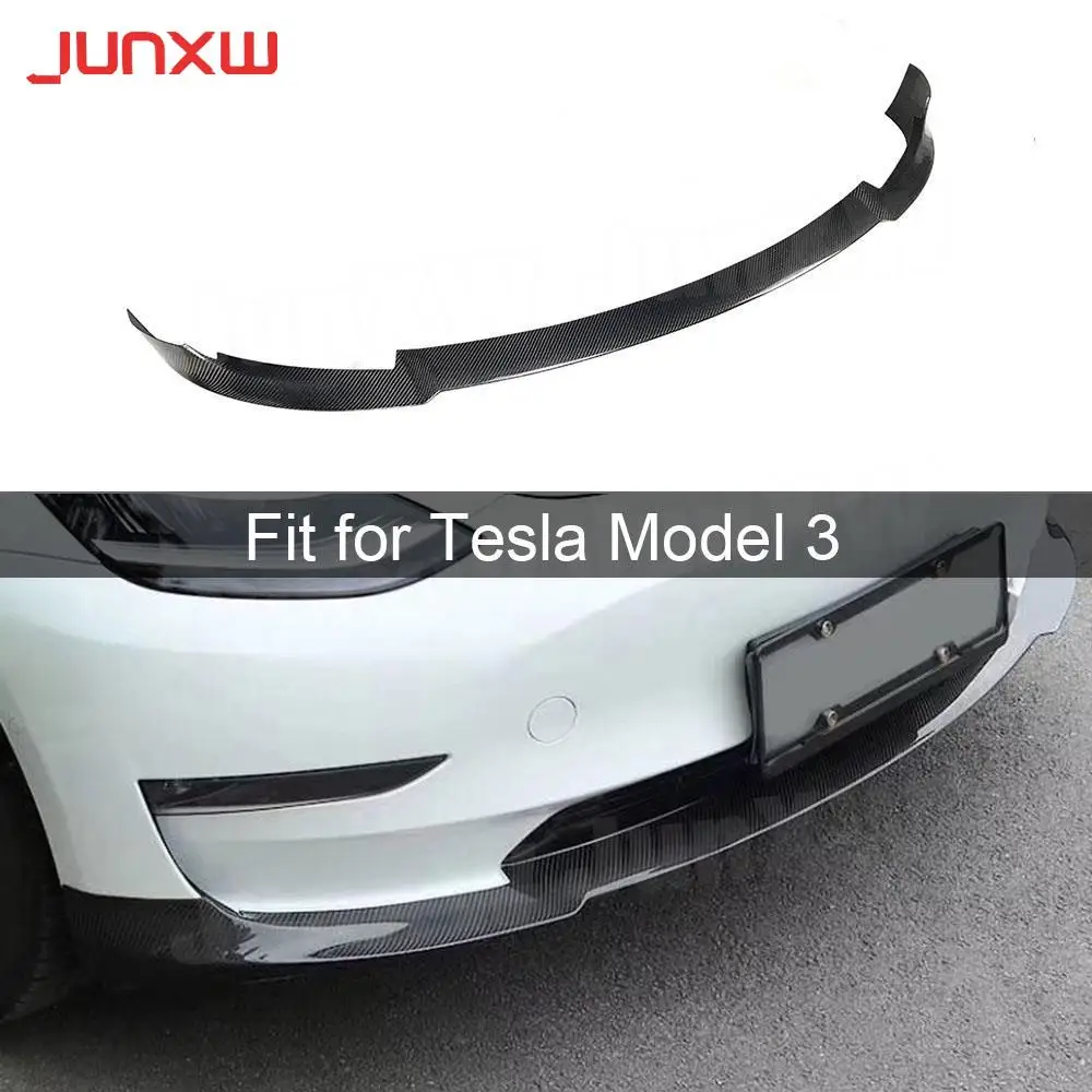 

Dry Carbon fiber Car Front Bumper Lip Splitters Spoiler Body Kits for Tesla Model 3 2018 2019 2020 Car Styling