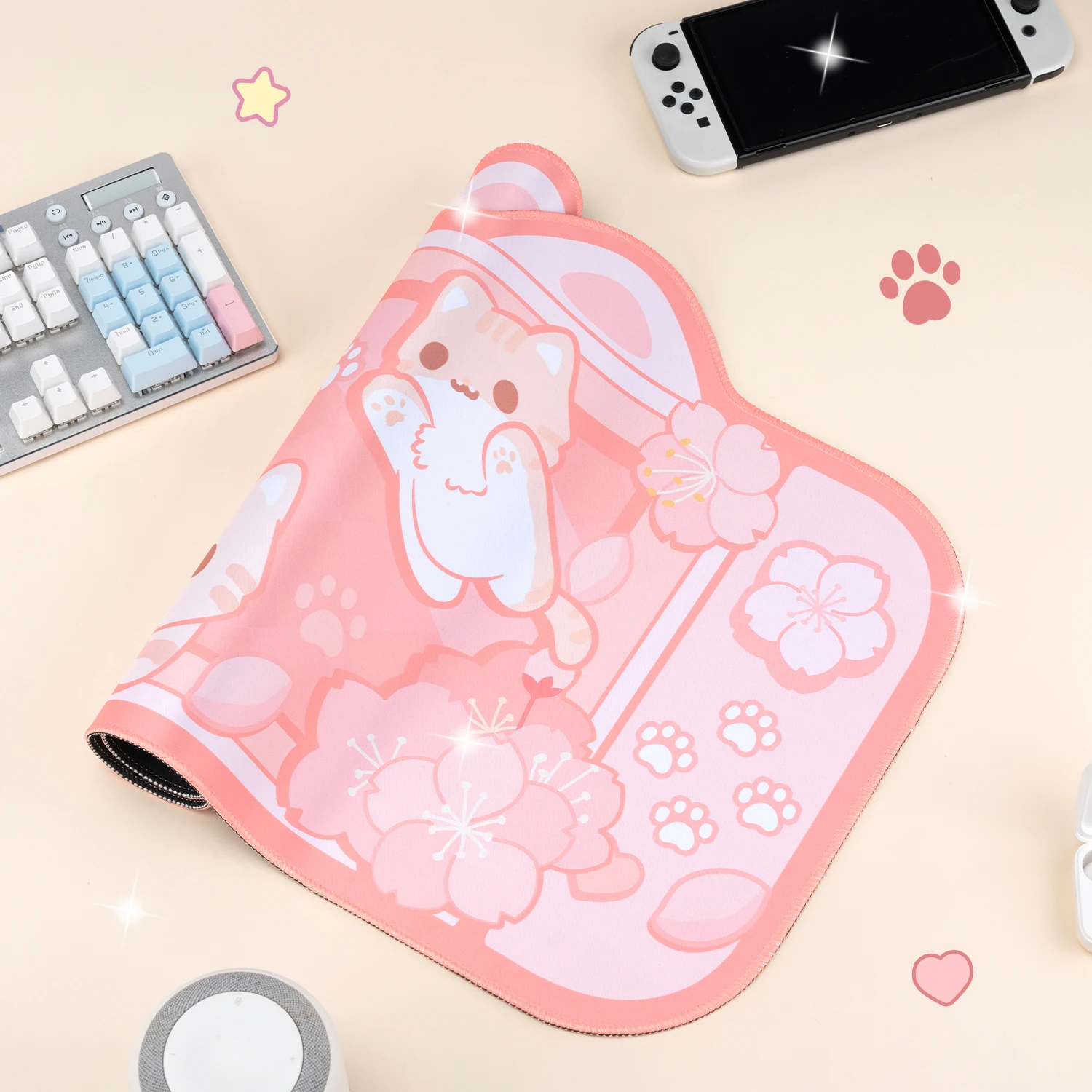 Kawaii Large Gaming Mouse Pad Extra XXL Pink Sakura Cat Macbook Cute Mat Pad Keyboard Computer Laptop Gamer Desk Accessories