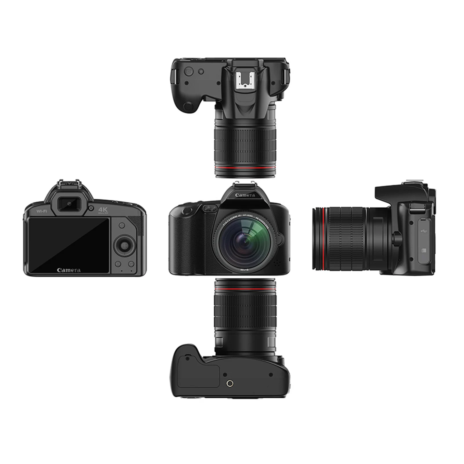 4K Digital Camera WiFi Digital Video Camera 64MP Dual Lens 3 Inch IPS Screen 16X Anti-Shake Zoom Night Vision Built-in Battery