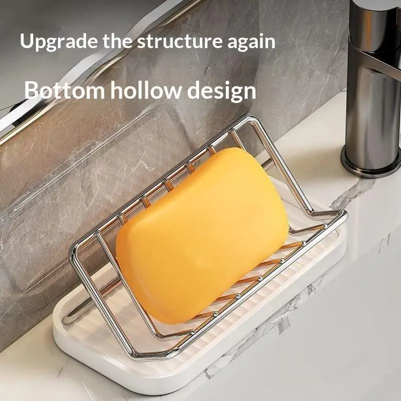 Slope Design Stainless Steel Soap Rack Bathroom Countertop Draining Soap Holder Creative High End Home Kitchen Storage Soap Dish