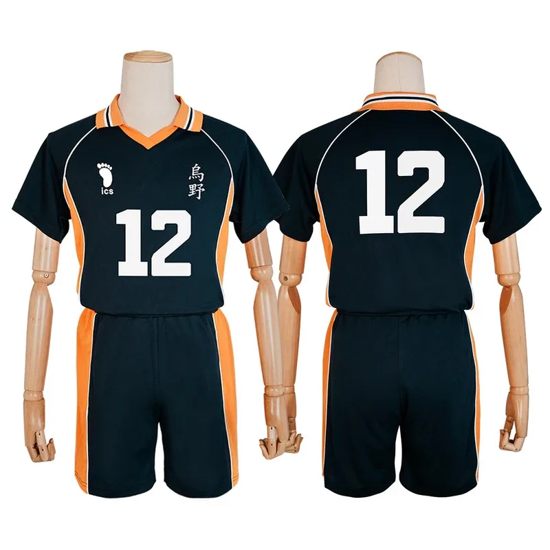 wiwiwi 123 Haiky Anime Tadashi Yamaguchi Jerseys NO.12 Cosplay Costume KARASUNO High School Vollyball Uniform Top Short Daily We