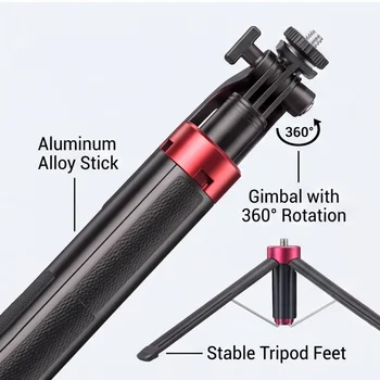 1Pc All Angle Selfie Stick Tripod 360° Rotation Handheld Stabilizer with Wireless Remote Portable Phone Holder for Video Vlog Shooting 6