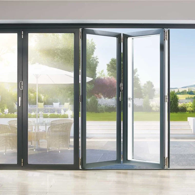 Skyland Accordion Folding Door System Design Waterproof Hurricane Proof Aluminum Glass Bifold Doors