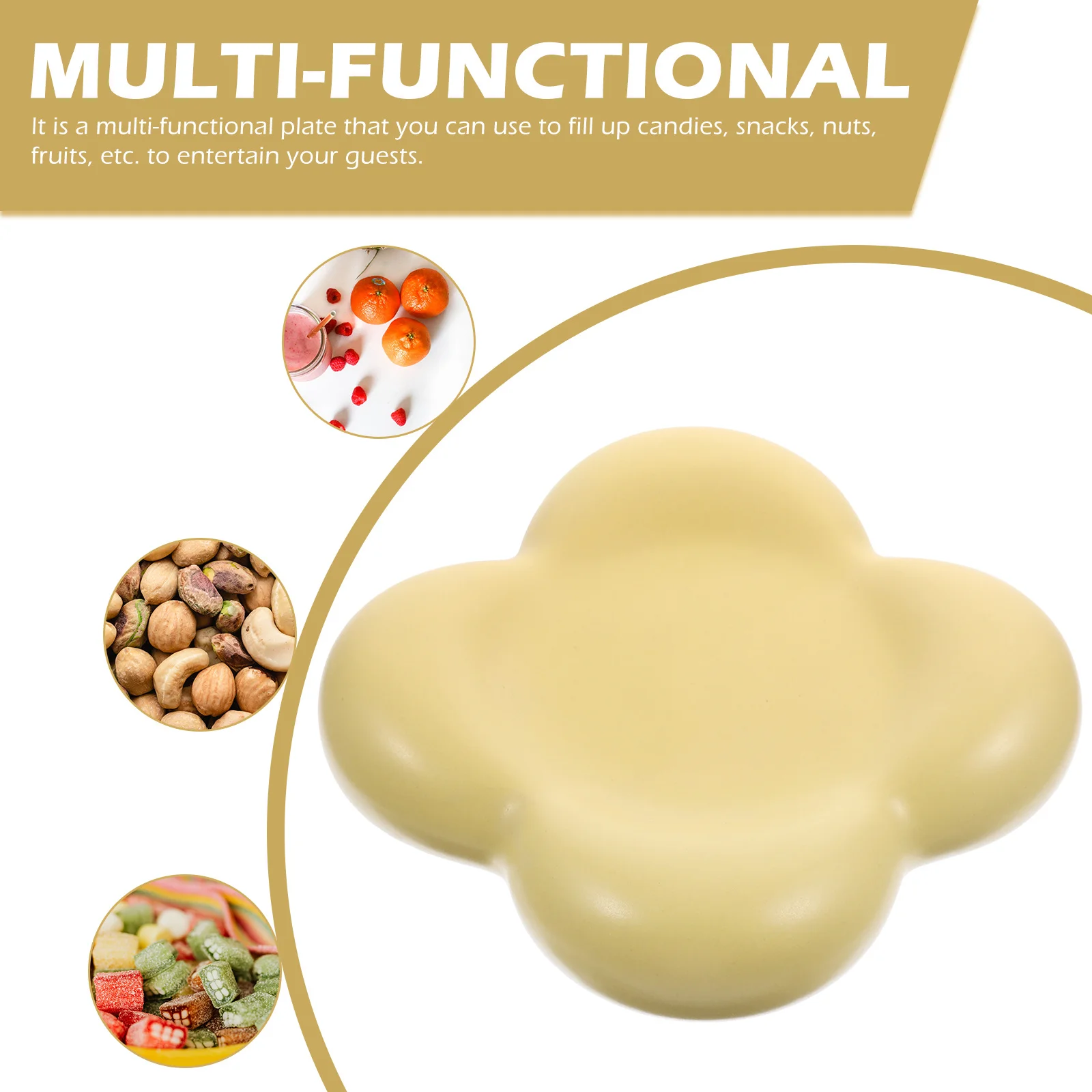 

Ceramic Household Candy Tray Smooth Surface Multi-Function Snack Plate Dry Fruit Tray Wear-Resistant Desktop Tabletop Candy