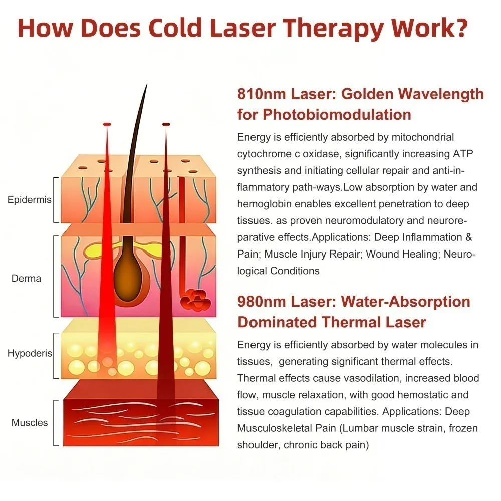 Dawfek 30W Class 4 Laser Therapy MachineHigh Power Red Light Laser Physiotherapy Device for Pain Relief Inflammation Treatment