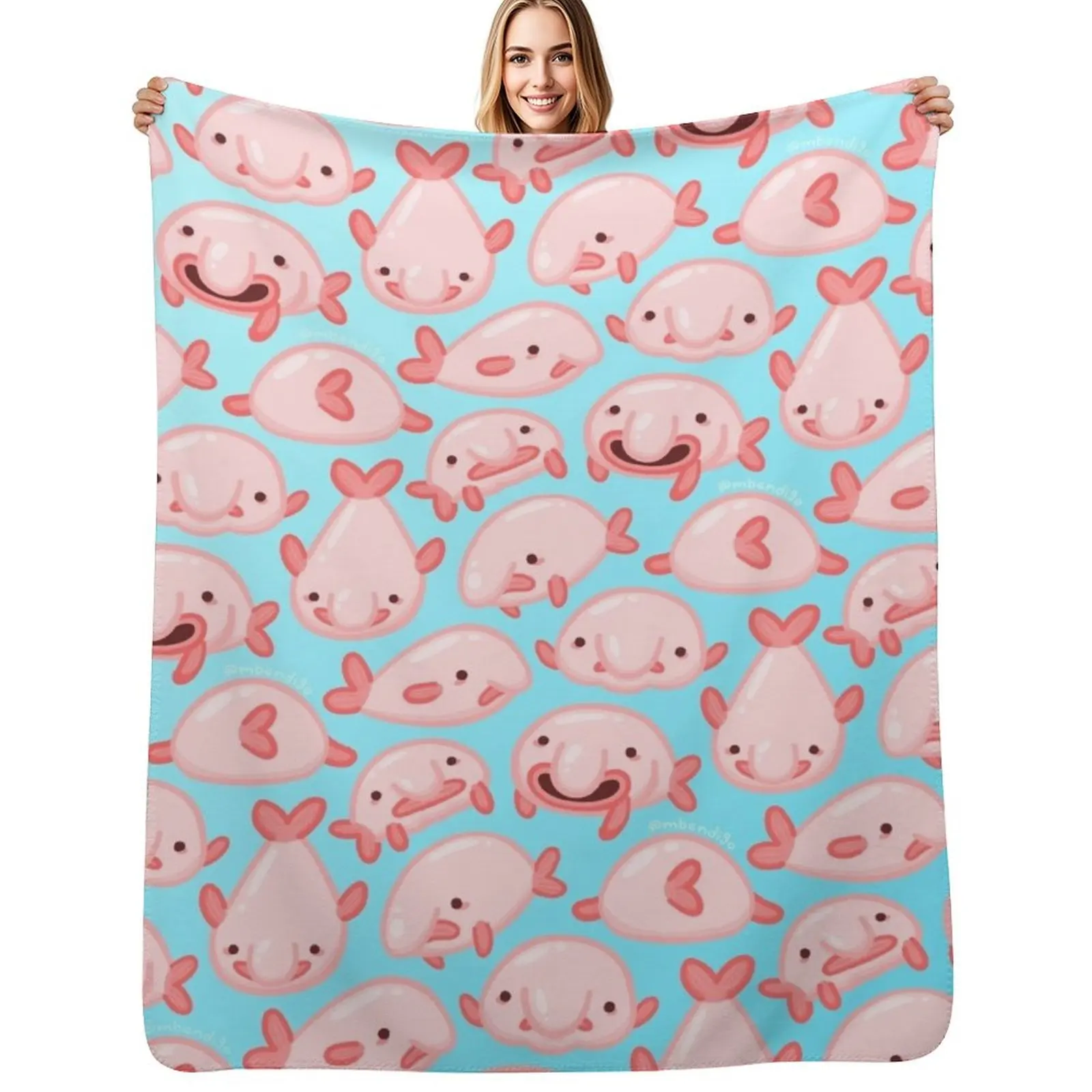 

Blobfish Pattern Throw Blanket Vintage valentine gift ideas Loose Hair Blankets