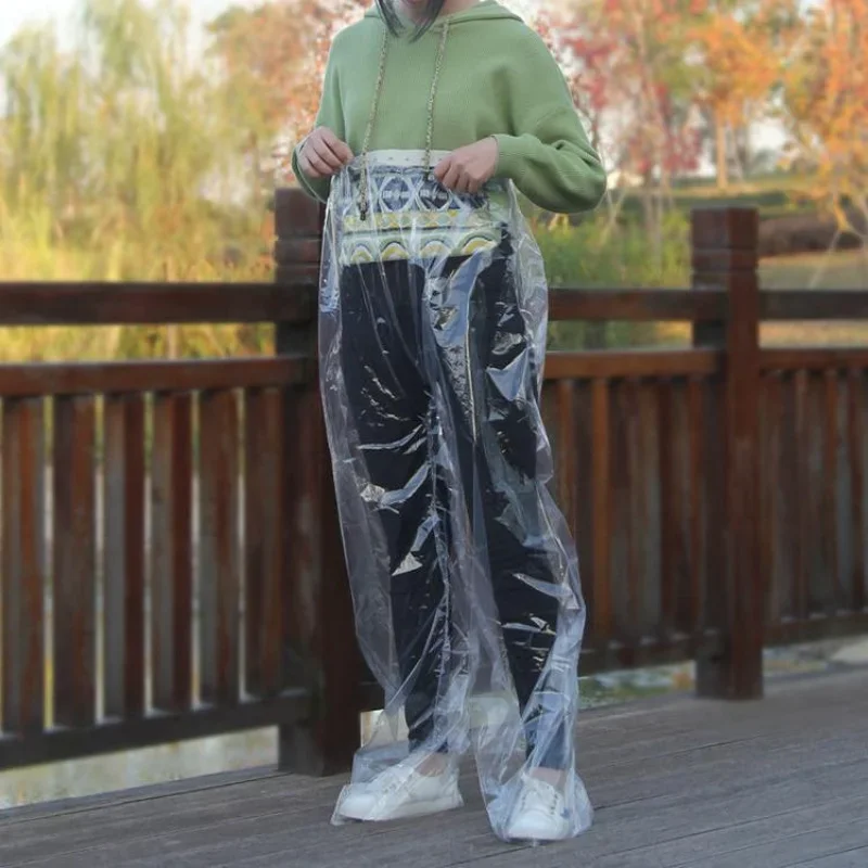 2PCS Foot-Wrapped Thickened Wear-Resistant Foot-Sealed Rain Pants Long Outdoor Portable Raincoat Drifting Waterproof Cycling