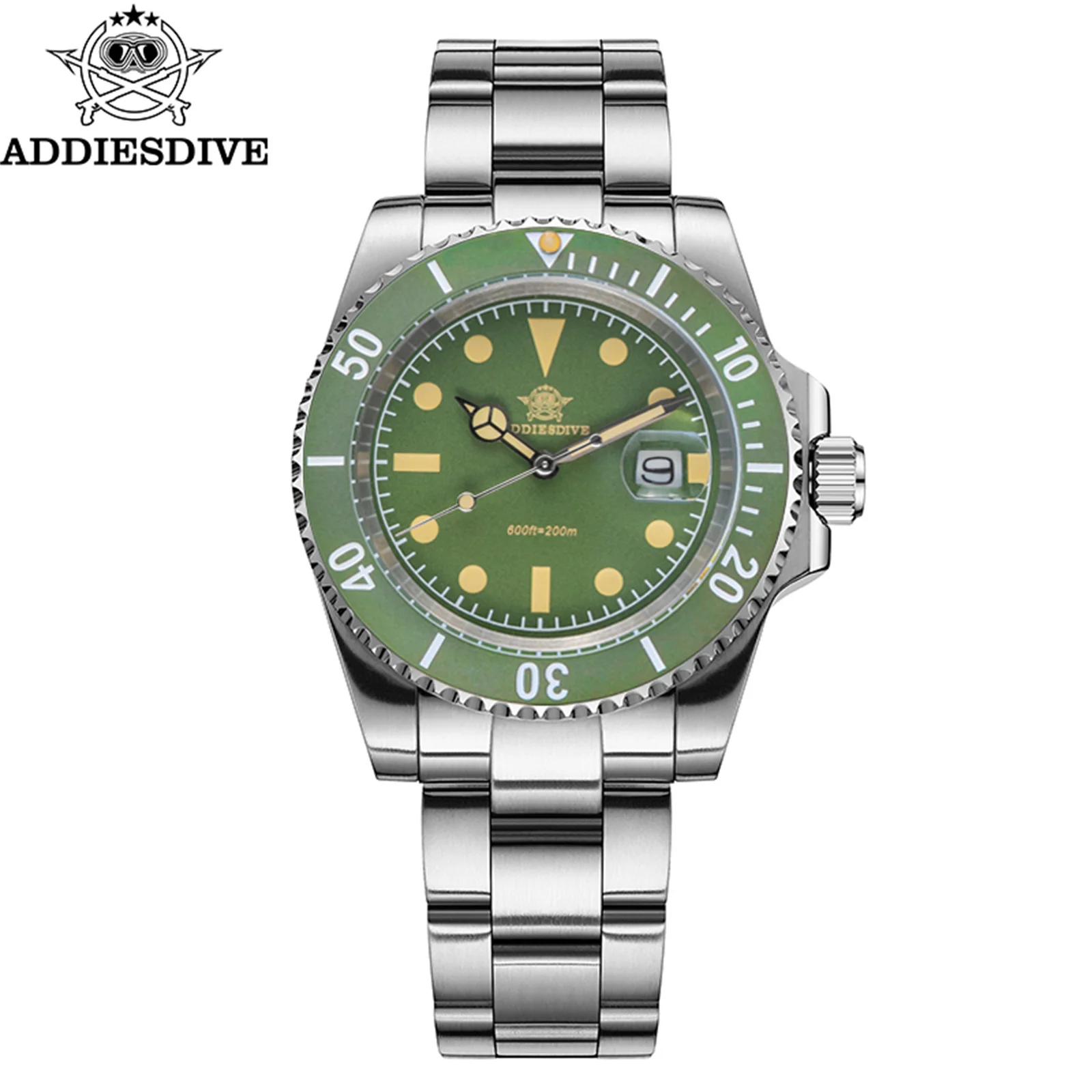 

ADDIESDIVE Diver Watch For Men 41mm Dial Ceramic Bezel 20ATM Diving Wristwatch Automatic Date Retro C3 Luminous New Quartz Watch