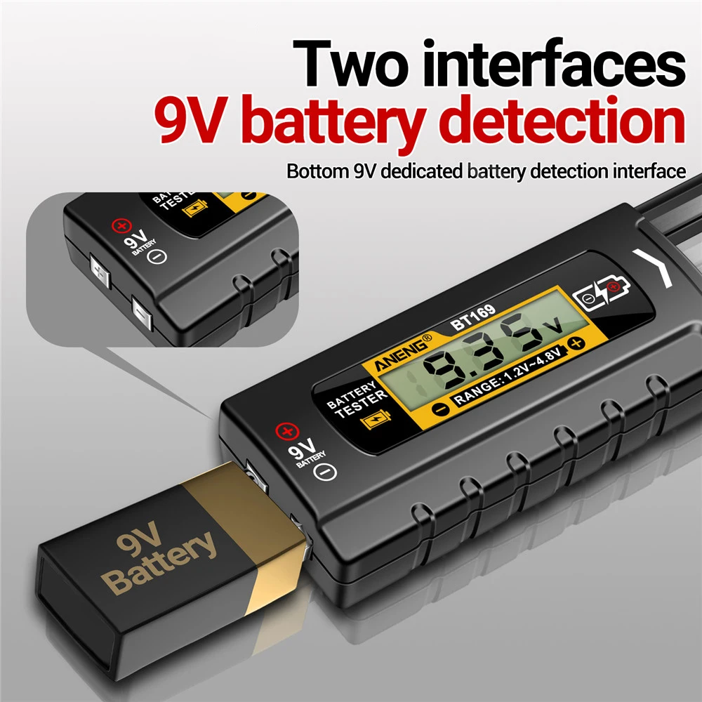 BT169 Digital Battery Testers Detector Multifunctional Quickly Measure Battery No Power Required for C D AA AAA 9V 1.5V Button