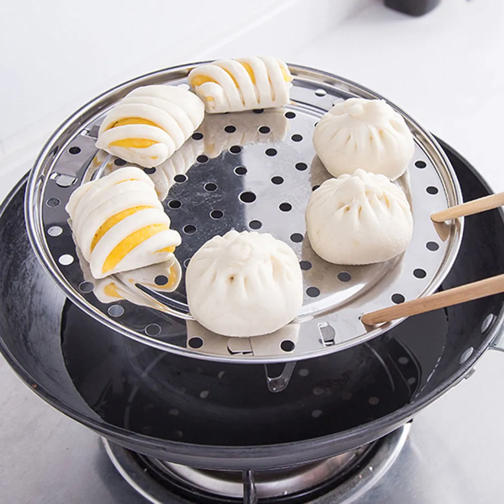 Stainless Steel Steaming Rack Round Thick Plate Detachable Support Elevated High Legs Kitchen Pot Insert Food Steamer Tray