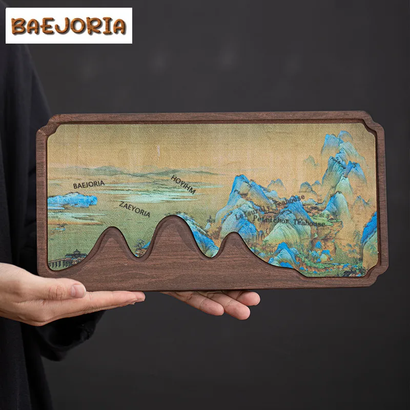 BAEJORIA Walnut Color Tea Tray Afternoon Tea Dessert Plate Coffee Storage Board Teapot Insulation Pad Dishes For Serving Tea Set