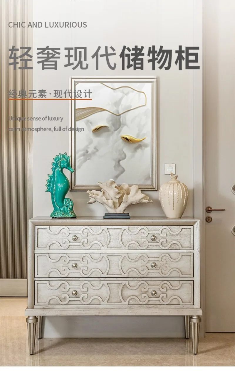 خزانة باب فاخرة أمريكية خفيفة لغرفة المعيشة من الخشب الصلب بثلاث دلو لتزيين قاعة المدخل #6