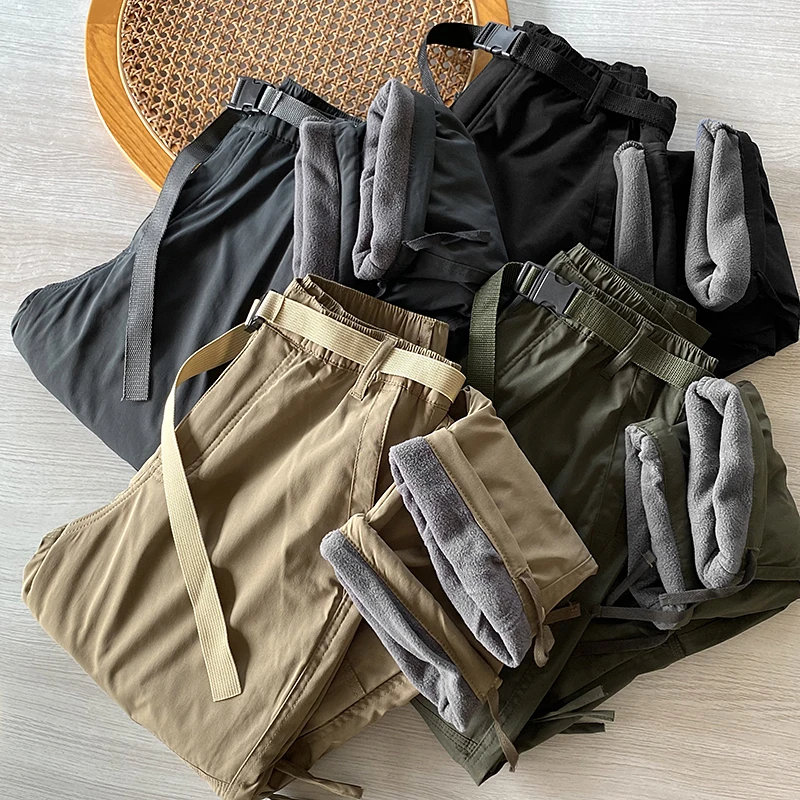 

Мужские зимние термоштаны с флисовой подкладкой, повседневные брюки с множеством карманов, рабочая одежда, прямые длинные брюки, выгодная покупка