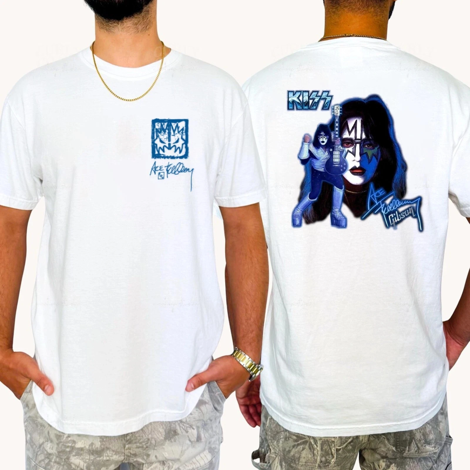 تي شيرت KISS Ace Frehley Legendary 1951-2025 التذكاري - متعدد الألوان الفاخرة الراقية لكل من الرجال والنساء Y2k #2