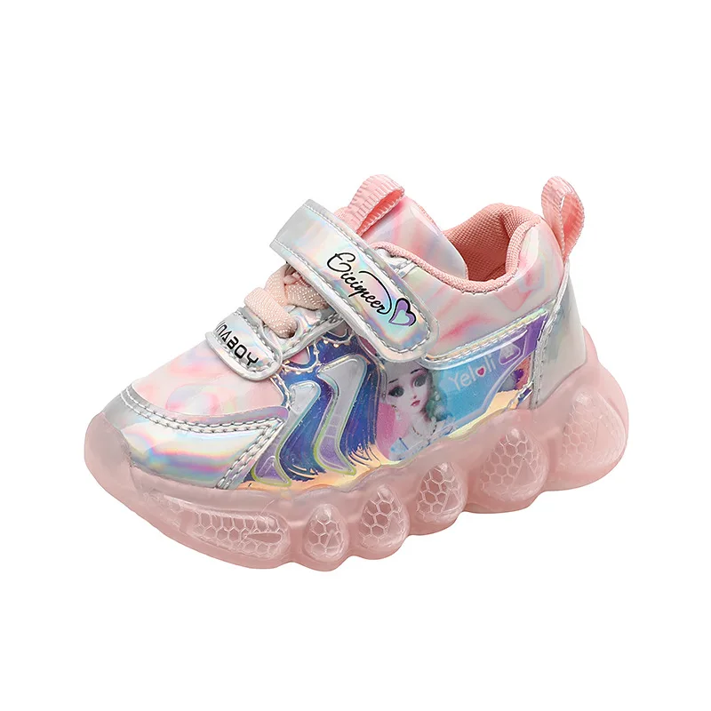 Scarpe luminose in rete per ragazzi scarpe da ginnastica leggere lucide per bambini primavera e autunno nuove scarpe luminose per ragazze scarpe da