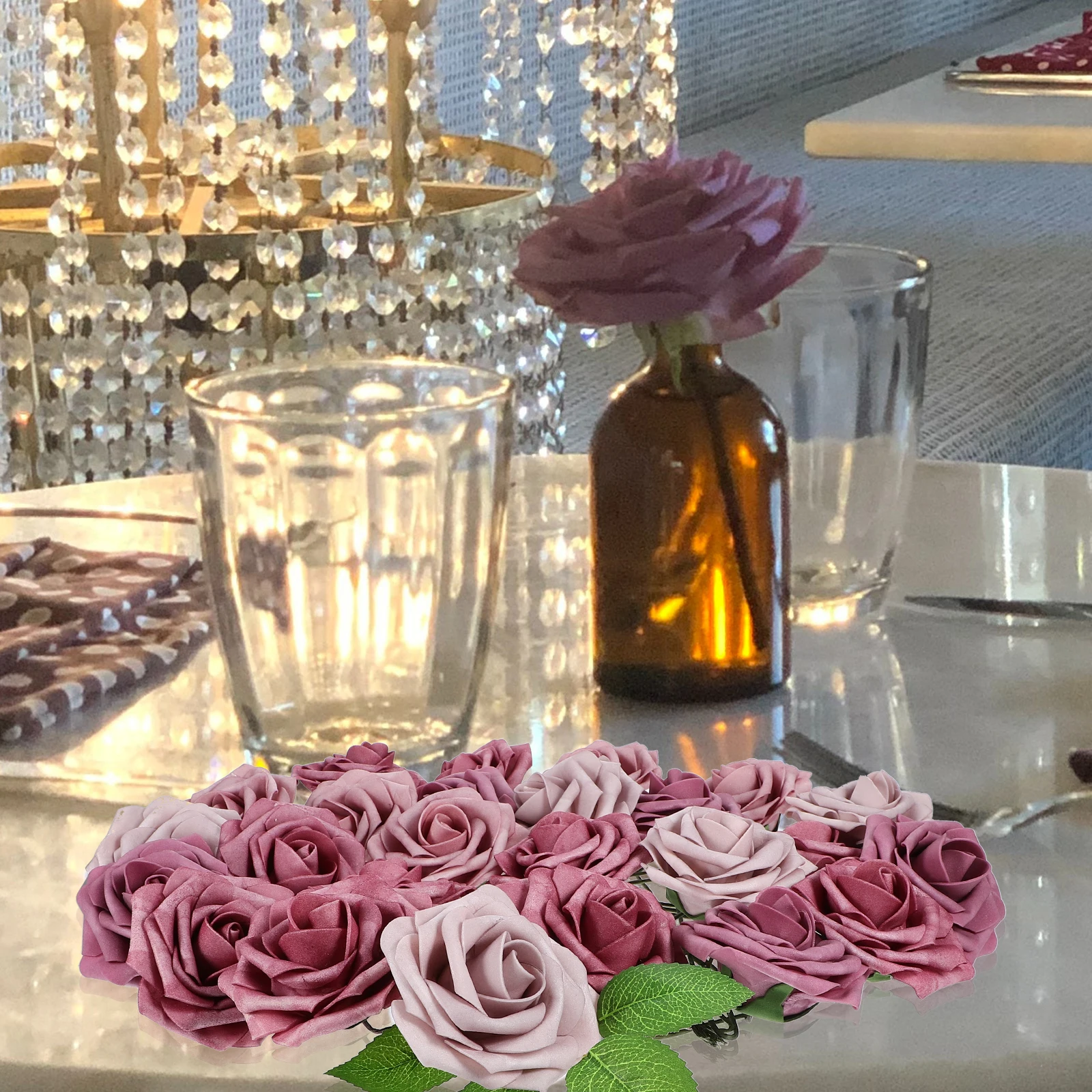

Box of Artificial Rose Flowers Wedding Decoration Valentine's Day Gift Box Realistic DIY Fake Flower Ornament
