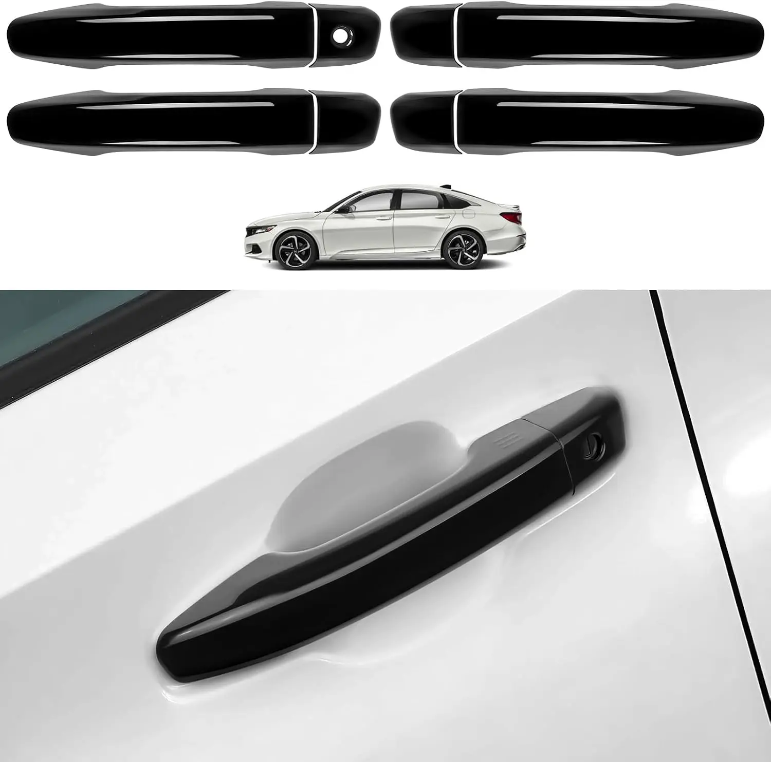 Door Handle Cover Compatible For 2018-2022 Honda Accord 10th Gen Accessories Glossy Black Snap On Door Handle Protector