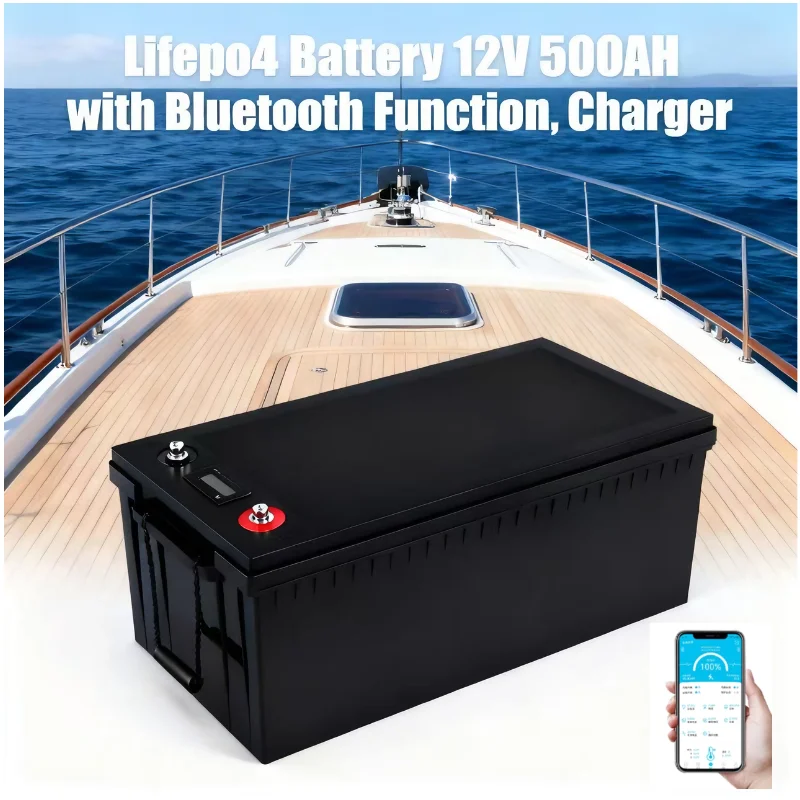 

Аккумулятор LiFePO4 с приложением Bluetooth BMS, водонепроницаемость 4S, тележка для гольфа, хранилище для лодок, солнечное применение, 12 В, 500 Ач