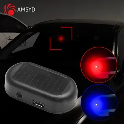 Luz de seguridad falsa para coche, alarma simulada alimentada por energía Solar, inalámbrica, advertencia antirrobo, lámpara de precaución, luces LED intermitentes, 2 piezas