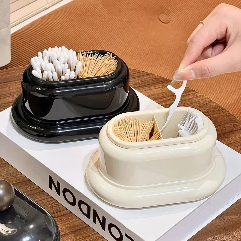 Medieval Style Toothpick Box Plastic Open Top Toothpick Cylinder Cotton Swab Dental Floss 2 In 1 Storage Box Toothpick Can ZG387