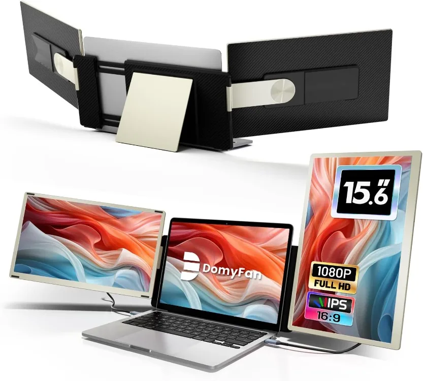 

Удлинитель экрана ноутбука 15,6 дюйма, 120% sRGB FHD 1080P IPS, тройной портативный удлинитель монитора ноутбука с концентратором USB Plug-Play