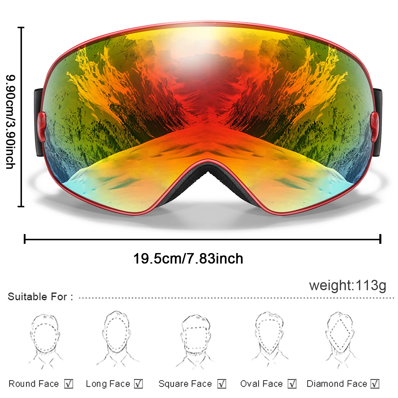 Outdoor Sport Snow Ski Goggles Double Layers Sponge Anti-fog Glasses UV400 Snowboard Snowmobile Eyewear Winter Cycling Christmas