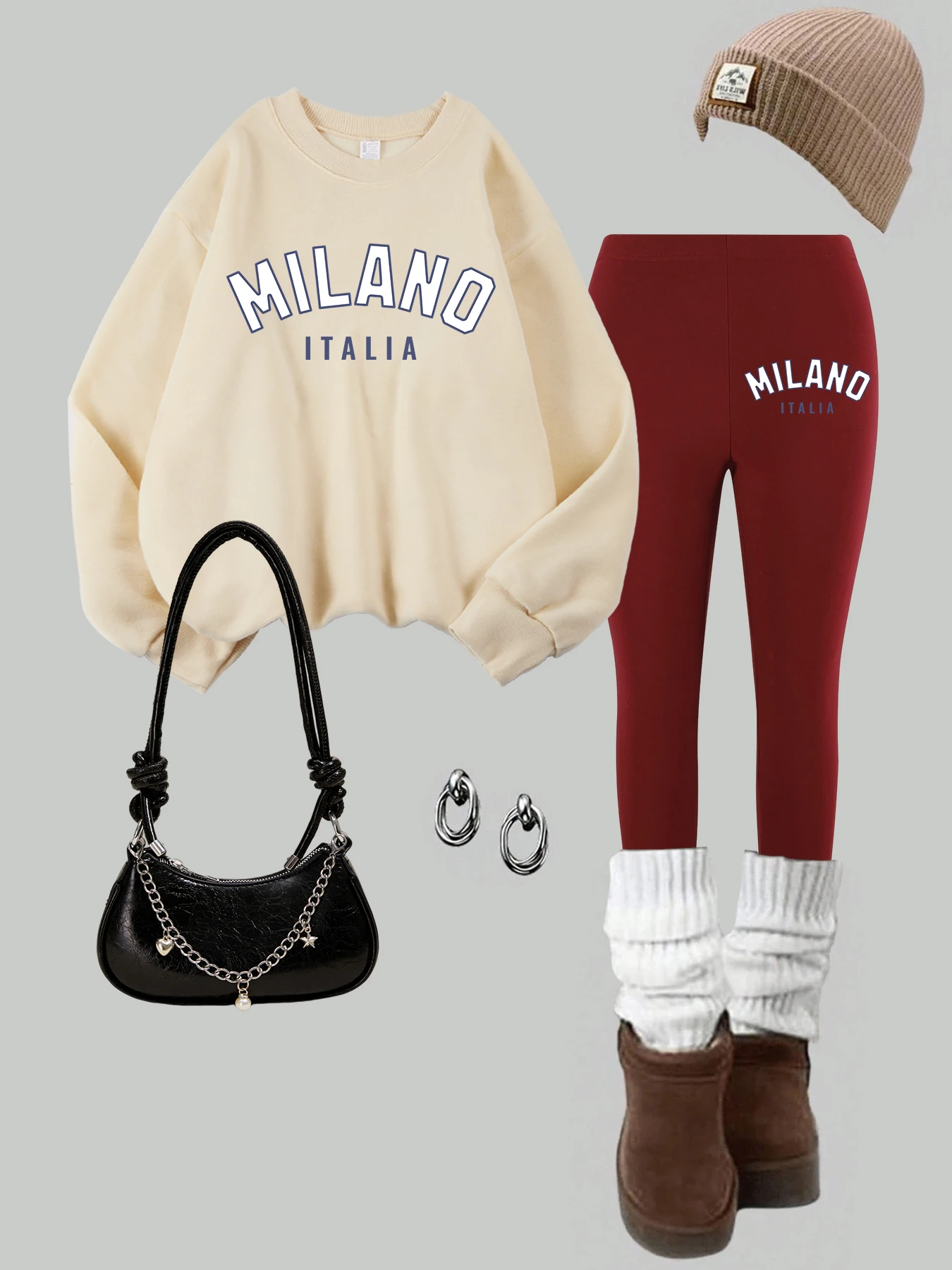 

Женский комплект из 2 предметов, канадский кленовый лист, толстовка с буквенным принтом, леггинсы, зимние теплые флисовые толстовки, брюки, уличная женская одежда