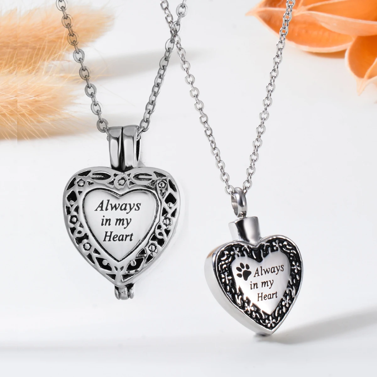 

Always in my Heart Cremation Jewelry for Ashes Pendant Stainless Steel Urn Necklace with Mini Keepsake Urn Memorial Ash Jewelry