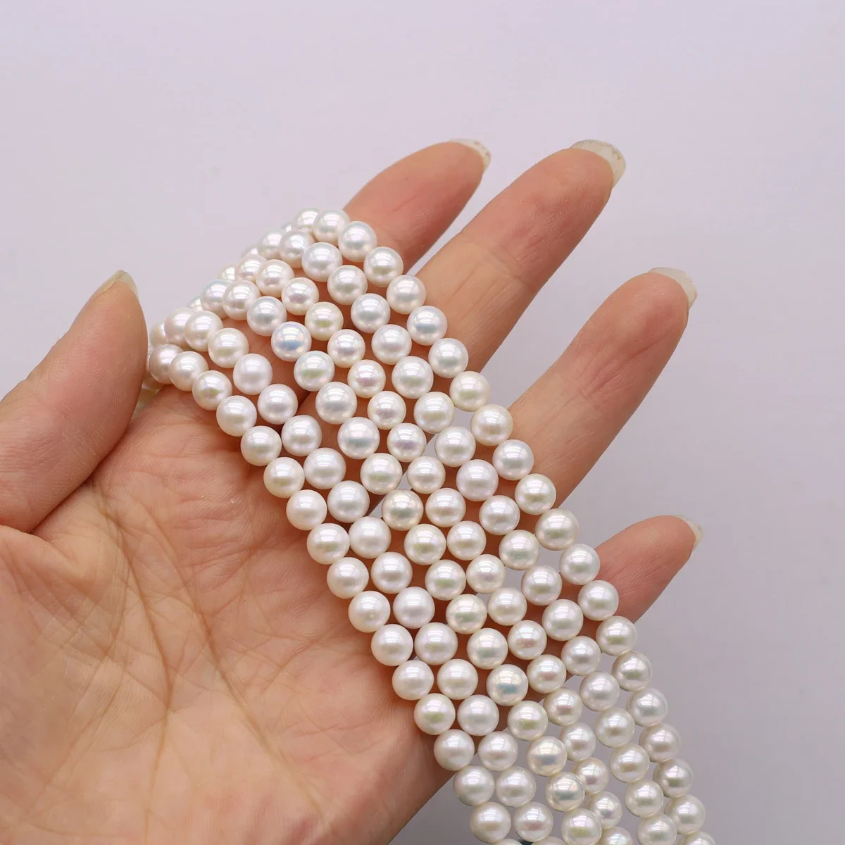 High-quality 100% Natural Freshwater Pearls Round Beaded 6-6.5mm Jewelry Making DIY Necklace Bracelet Accessories 36cm