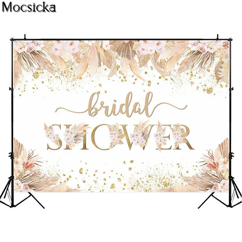 Mocsicka Photography Backdrops Pampas Grass Flowers Bridal Shower Background Wedding Birthday Decoration Photo Studio Photocall