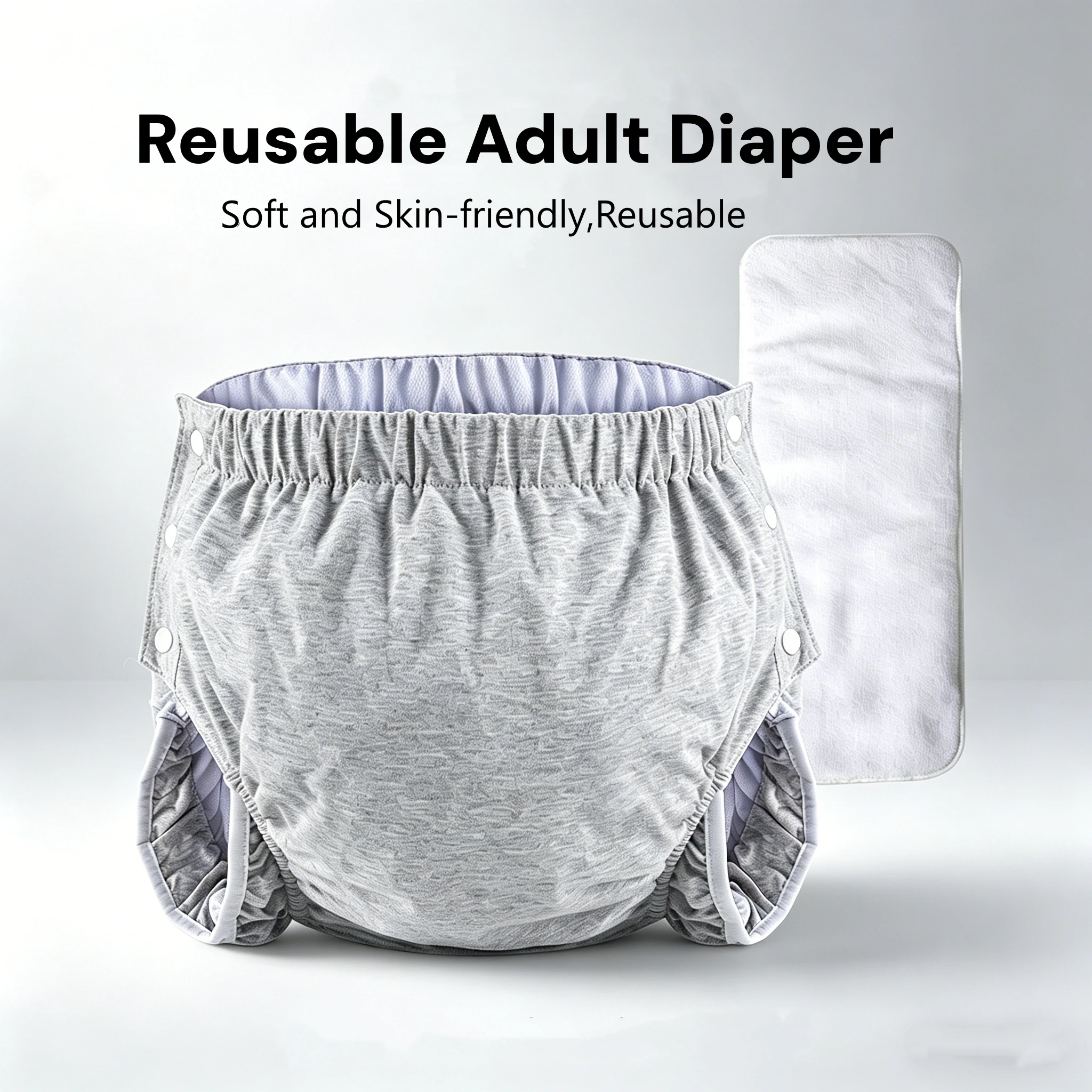Unisex Washable Cotton Cloth Incontinence Pants Leak Proof Diapers Breathable Elasticated Adult Diapers Easy to Wear