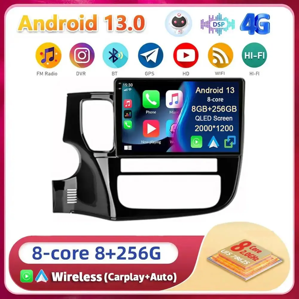 

Android13 Carplay Auto Car Radio For Mitsubishi Outlander 3 GF0W GG0W 2012-2018 Multimedia GPS Player Stereo 2din Head Unit DSP