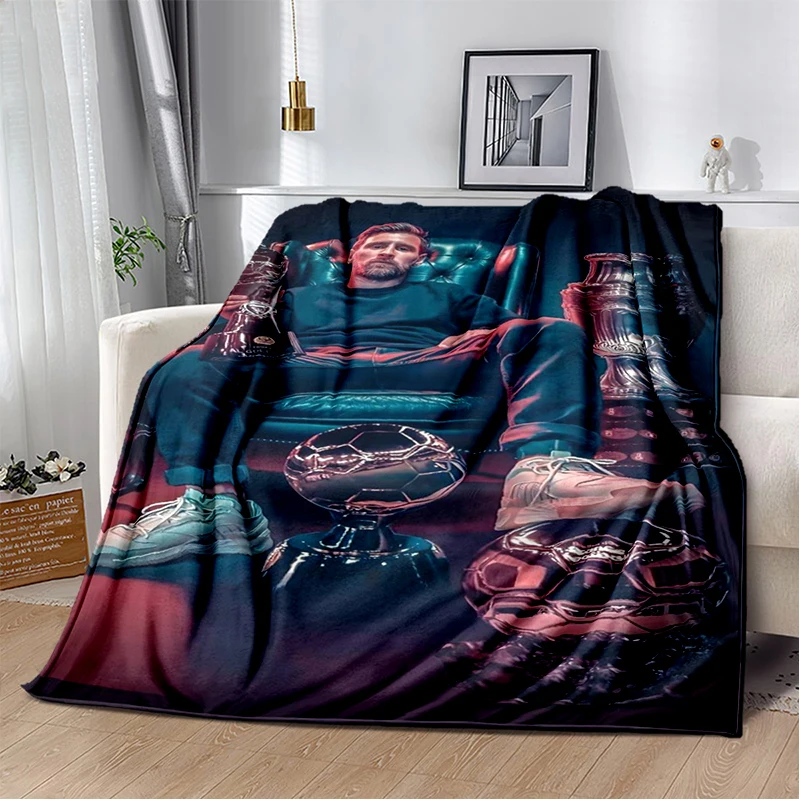 3D Goat Messi Football Sport Star Flannel Blanket Soft Warm Throw Blanket for Bedroom Living Room Bed Travel Camping Picnic Gift