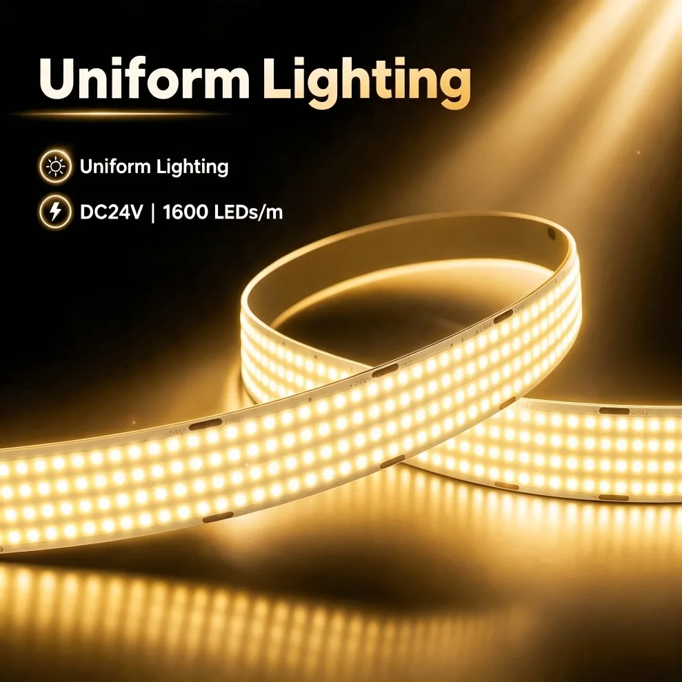 Super Bright COB LED Strip 30mm Wide DC24V 1600LEDs/M Flexible Tape 3000K 4000K 6000K for TV Backlight Indoor Bedroom Lighting