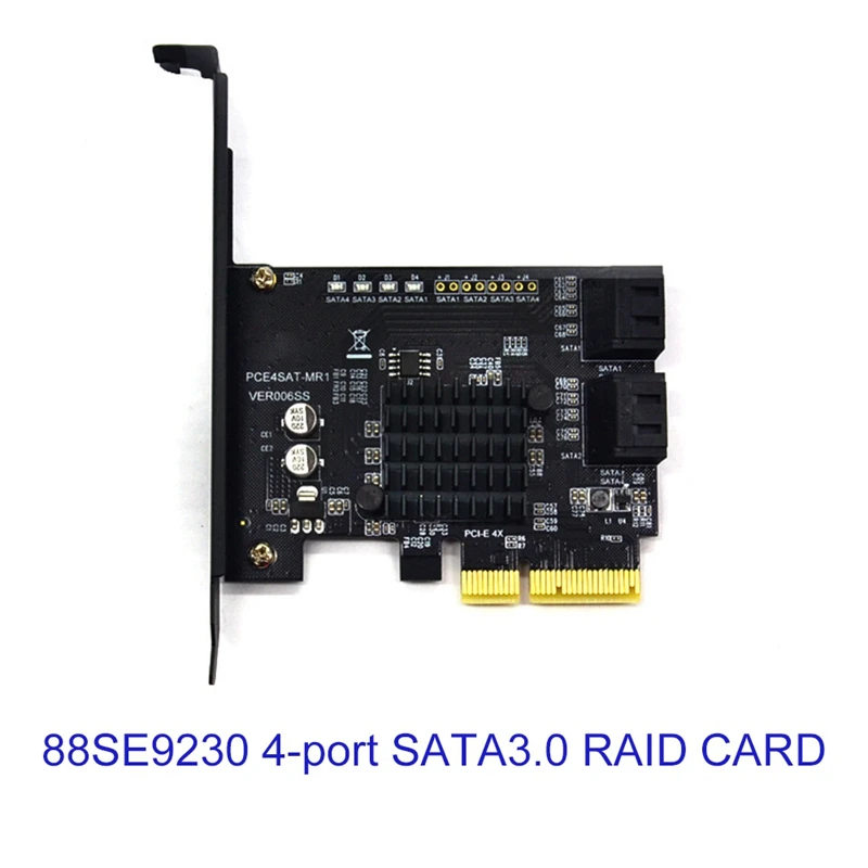 PCI-E4 Ports Expansion Card Sata Controller Card PCI to SATA 3.0 88SE9230 Extended IPFS Hard Disk RAID Card+SATA Cable