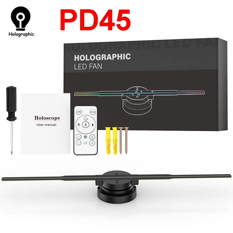 Ventilador de proyector de holograma 3D, señal Wifi, pantalla LED, Control remoto, máquina de publicidad, lámpara holográfica, reproductor, soporte